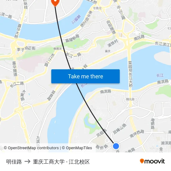 明佳路 to 重庆工商大学 - 江北校区 map
