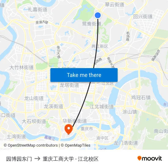 园博园东门 to 重庆工商大学 - 江北校区 map
