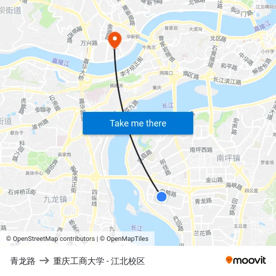 青龙路 to 重庆工商大学 - 江北校区 map