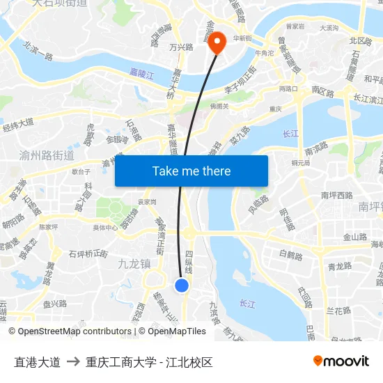 直港大道 to 重庆工商大学 - 江北校区 map