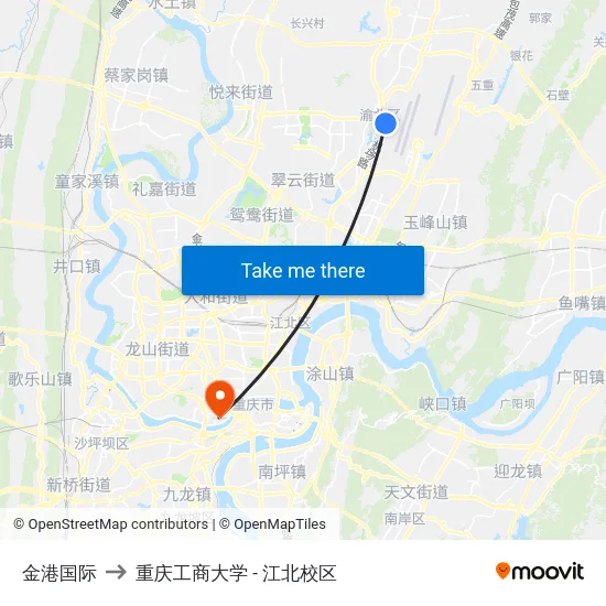 金港国际 to 重庆工商大学 - 江北校区 map