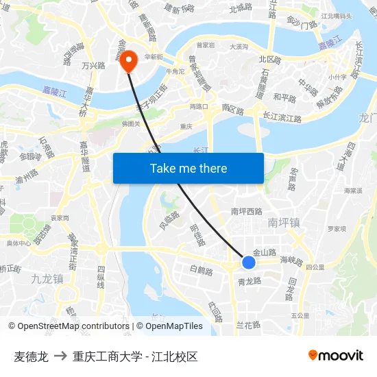 麦德龙 to 重庆工商大学 - 江北校区 map