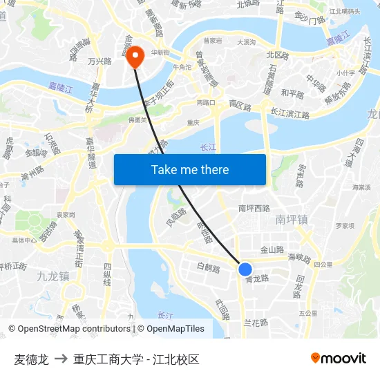 麦德龙 to 重庆工商大学 - 江北校区 map