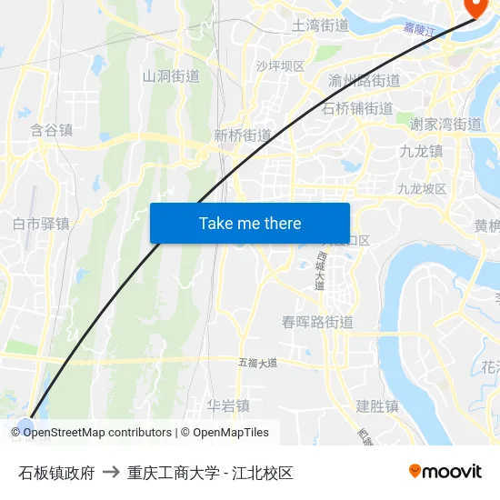 石板镇政府 to 重庆工商大学 - 江北校区 map