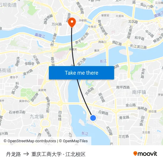 丹龙路 to 重庆工商大学 - 江北校区 map