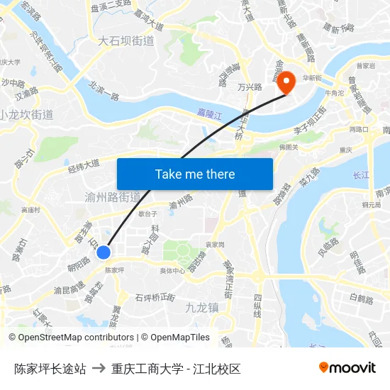 陈家坪长途站 to 重庆工商大学 - 江北校区 map