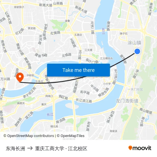 东海长洲 to 重庆工商大学 - 江北校区 map