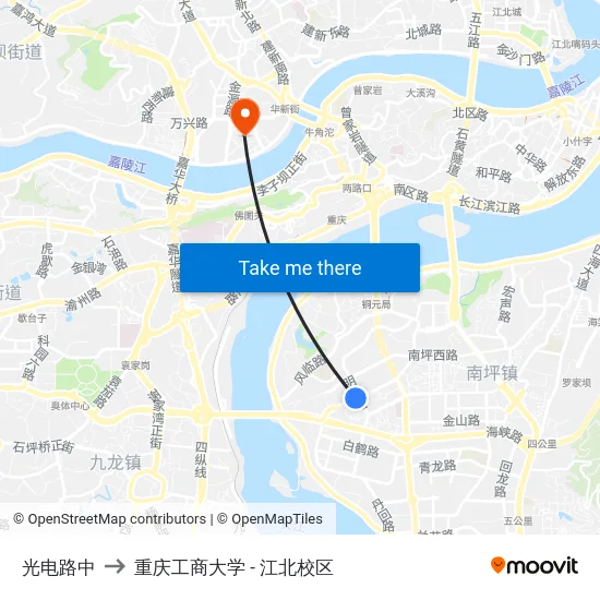 光电路中 to 重庆工商大学 - 江北校区 map