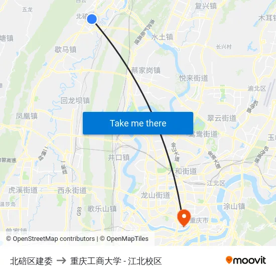 北碚区建委 to 重庆工商大学 - 江北校区 map