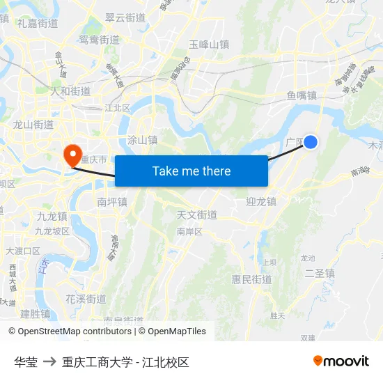 华莹 to 重庆工商大学 - 江北校区 map