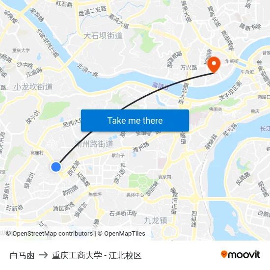 白马凼 to 重庆工商大学 - 江北校区 map