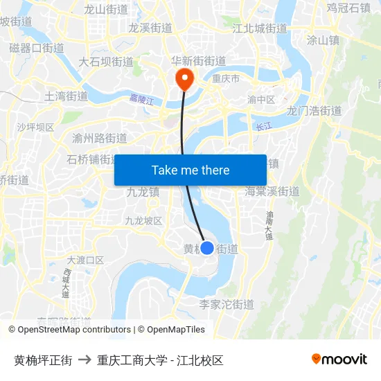 黄桷坪正街 to 重庆工商大学 - 江北校区 map