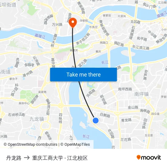 丹龙路 to 重庆工商大学 - 江北校区 map