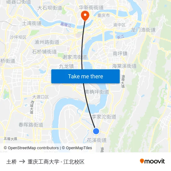 土桥 to 重庆工商大学 - 江北校区 map