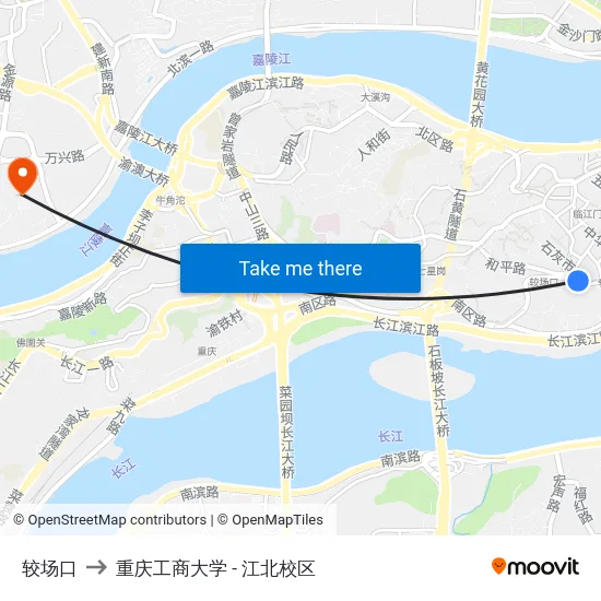 较场口 to 重庆工商大学 - 江北校区 map