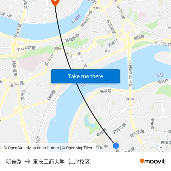明佳路 to 重庆工商大学 - 江北校区 map