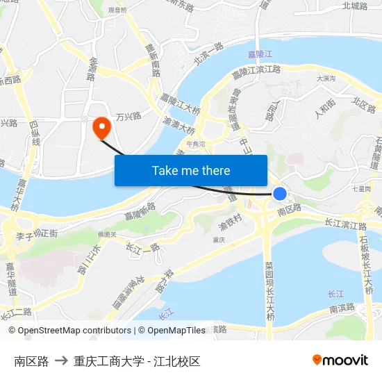 南区路 to 重庆工商大学 - 江北校区 map