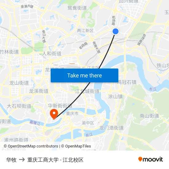 华牧 to 重庆工商大学 - 江北校区 map