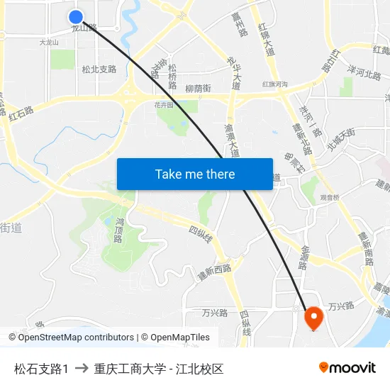 松石支路1 to 重庆工商大学 - 江北校区 map