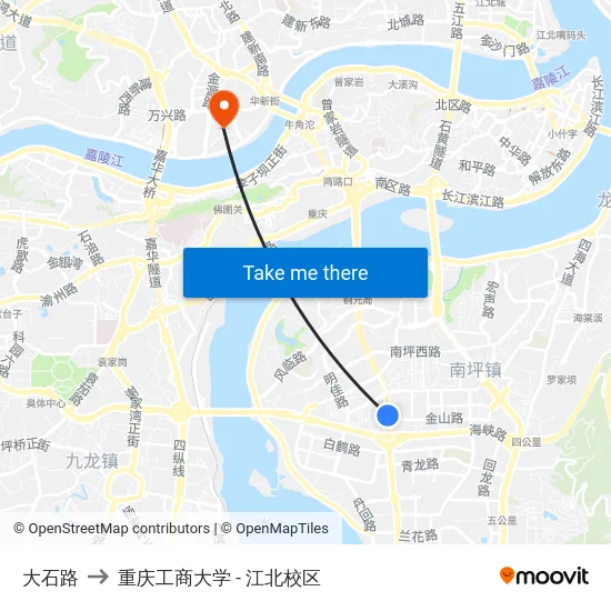 大石路 to 重庆工商大学 - 江北校区 map