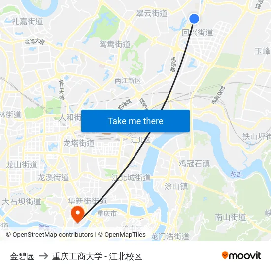 金碧园 to 重庆工商大学 - 江北校区 map