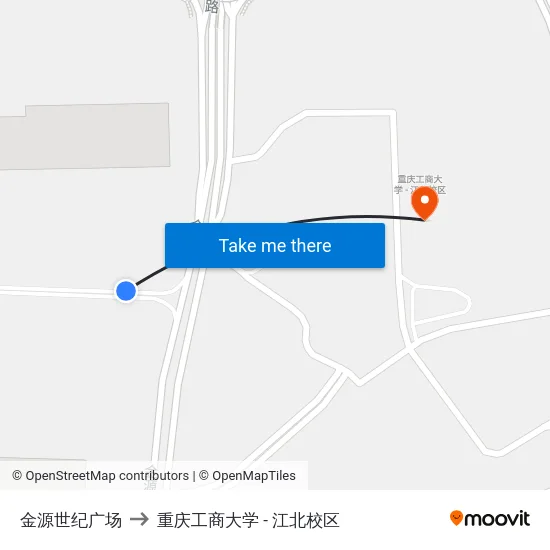 金源世纪广场 to 重庆工商大学 - 江北校区 map