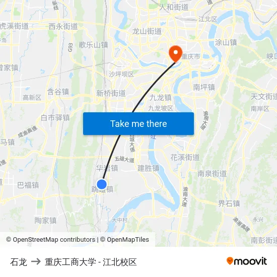 石龙 to 重庆工商大学 - 江北校区 map