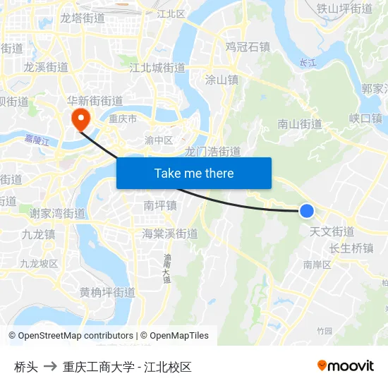 桥头 to 重庆工商大学 - 江北校区 map