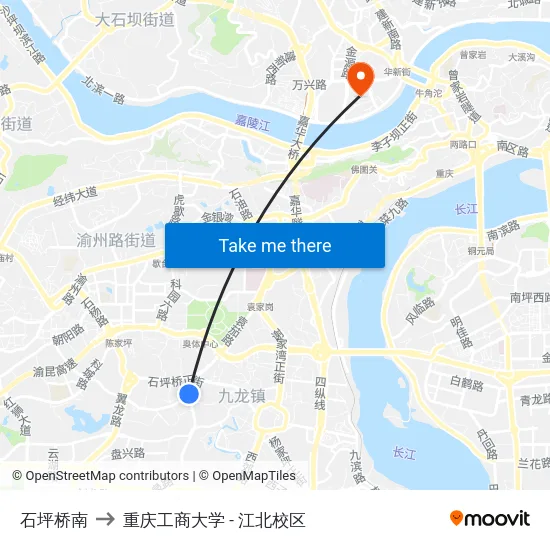 石坪桥南 to 重庆工商大学 - 江北校区 map