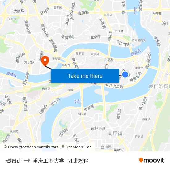 磁器街 to 重庆工商大学 - 江北校区 map