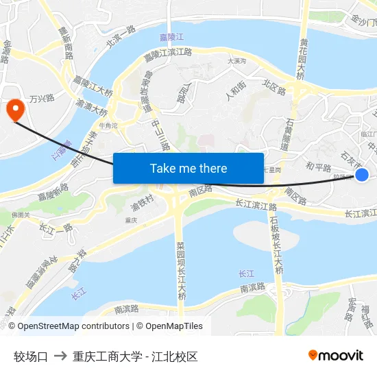 较场口 to 重庆工商大学 - 江北校区 map