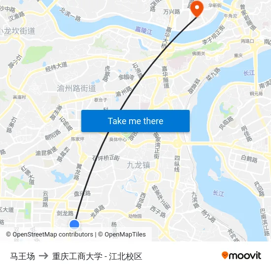 马王场 to 重庆工商大学 - 江北校区 map