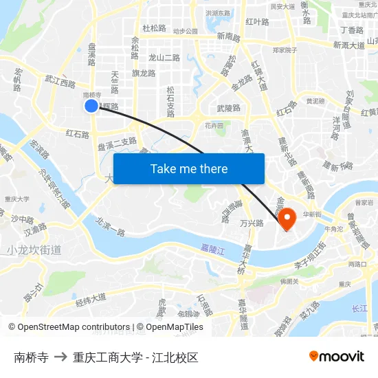南桥寺 to 重庆工商大学 - 江北校区 map
