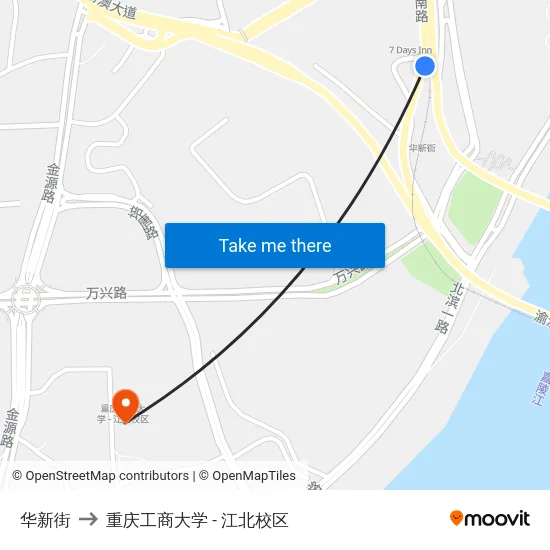 华新街 to 重庆工商大学 - 江北校区 map