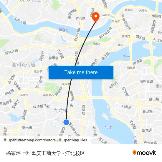 杨家坪 to 重庆工商大学 - 江北校区 map