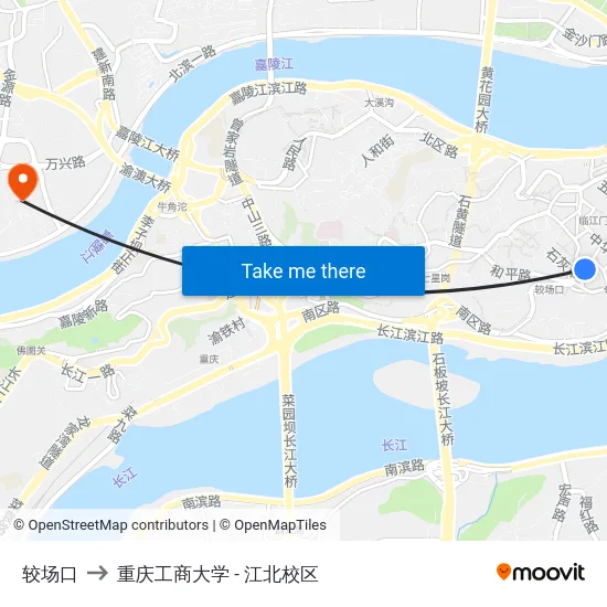 较场口 to 重庆工商大学 - 江北校区 map