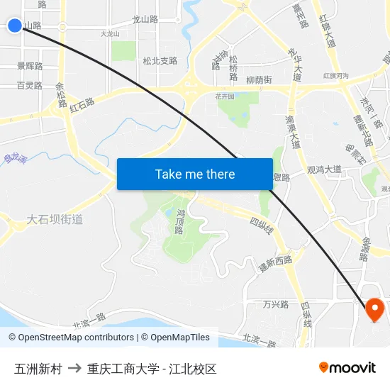 五洲新村 to 重庆工商大学 - 江北校区 map