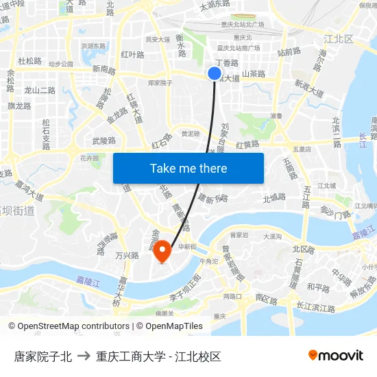 唐家院子北 to 重庆工商大学 - 江北校区 map