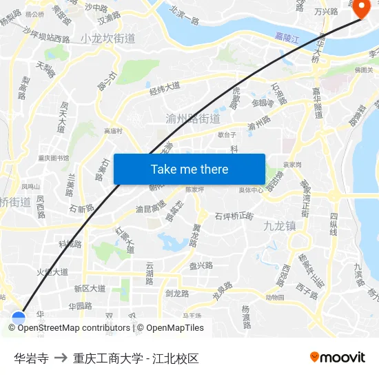 华岩寺 to 重庆工商大学 - 江北校区 map