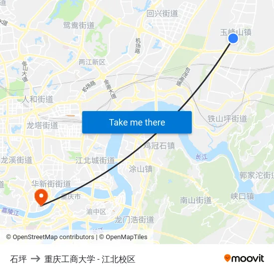石坪 to 重庆工商大学 - 江北校区 map