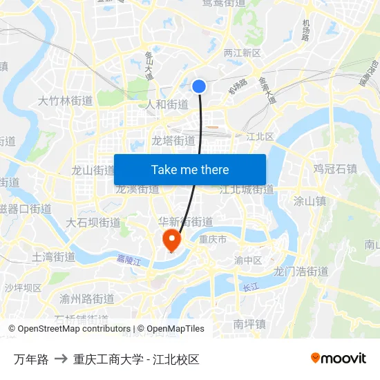 万年路 to 重庆工商大学 - 江北校区 map