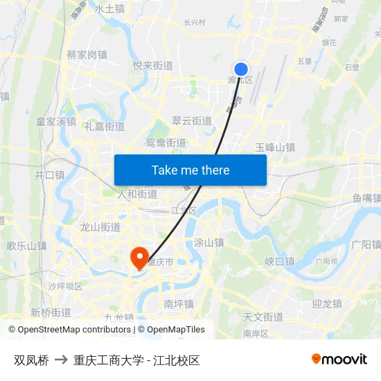 双凤桥 to 重庆工商大学 - 江北校区 map
