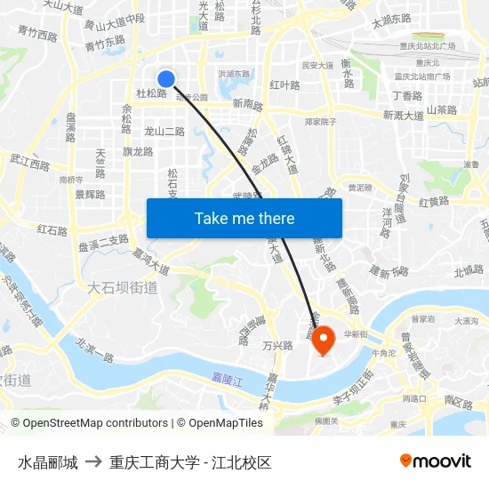 水晶郦城 to 重庆工商大学 - 江北校区 map