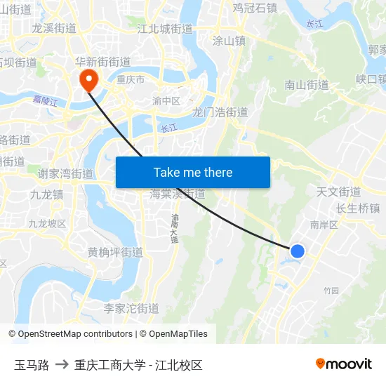 玉马路 to 重庆工商大学 - 江北校区 map