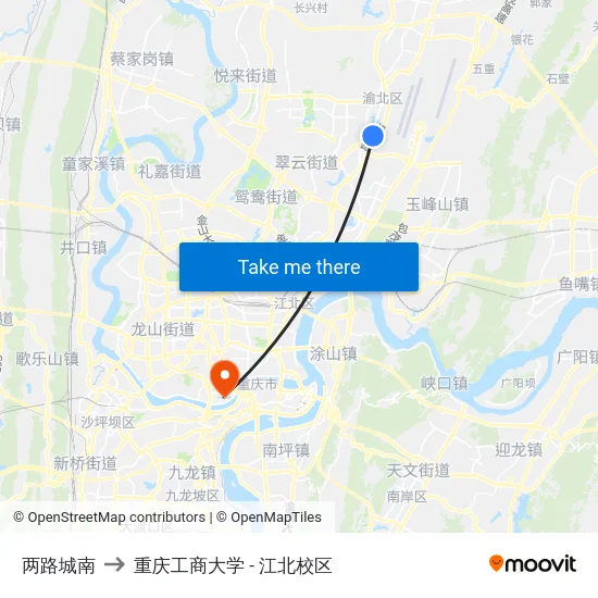 两路城南 to 重庆工商大学 - 江北校区 map