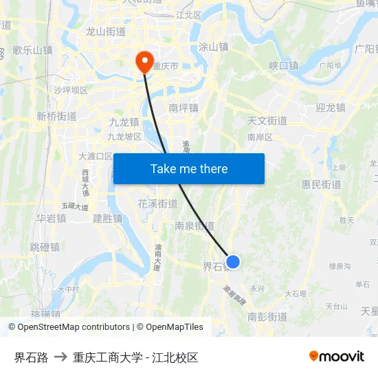 界石路 to 重庆工商大学 - 江北校区 map