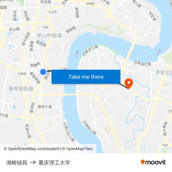 湖榕锦苑 to 重庆理工大学 map