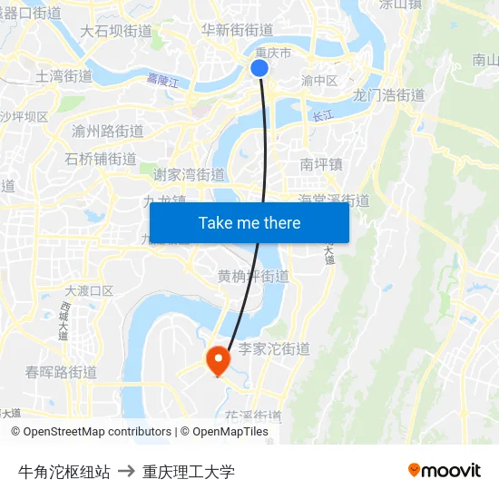 牛角沱枢纽站 to 重庆理工大学 map