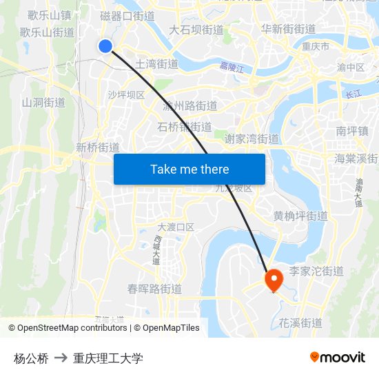 杨公桥 to 重庆理工大学 map