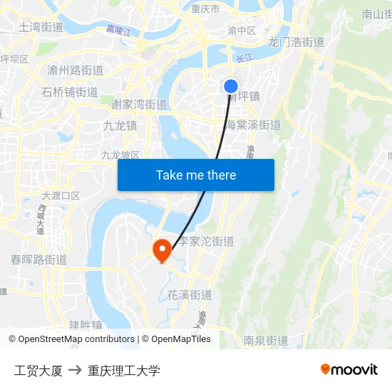 工贸大厦 to 重庆理工大学 map